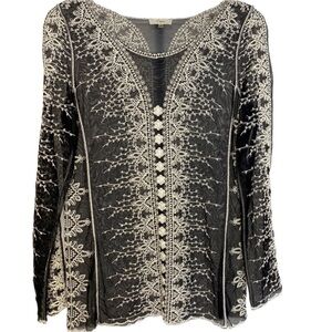 Capri Mesh Embroidered Long Sleeve Shirt